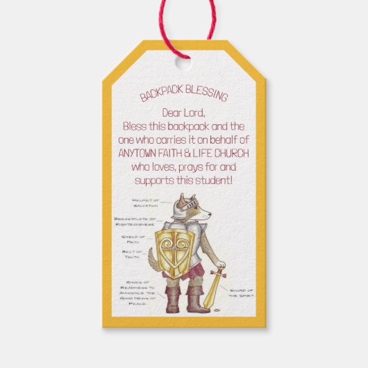 Blessing of the Backpacks Armor of God Cadeaulabel (Voorkant)