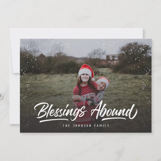 Blessings Abound Religous kerstfoto Feestdagenkaart (Voorkant)