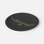 Blessings Black Gold & Red Kerstfeestdag Papieren Bordje (Gekanteld)