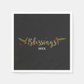 Blessings Black Gold & Red Kerstfeestdag Servetten (Voorkant)