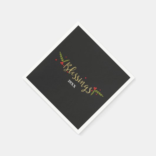 Blessings Black Gold & Red Kerstfeestdag Servetten (Hoek)