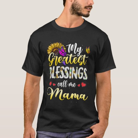 Blessings Call Me Mama Butterfly Heart and Themed T-shirt (Voorkant)