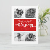 Blessings Collage | Holiday Photo Card Feestdagenkaart (Staand voorkant)