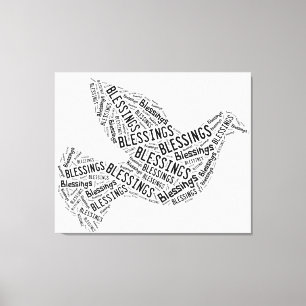 Blessings Dove, Black on White, Canvas