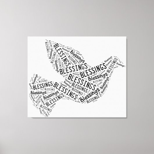 Blessings Dove, Black on White, Canvas (Voorkant)