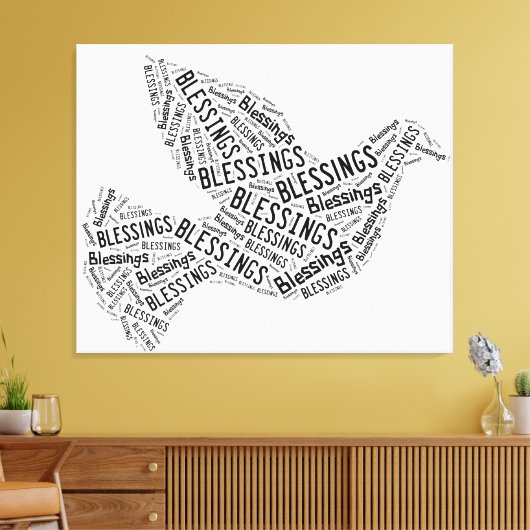 Blessings Dove, Black on White, Canvas (Insitu (Woonkamer))