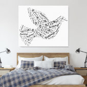 Blessings Dove, Black on White, Canvas Afdruk (Insitu (Slaapkamer))