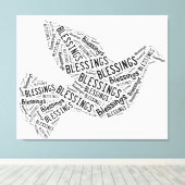 Blessings Dove, Black on White, Canvas Afdruk (Insitu (Houten vloer))