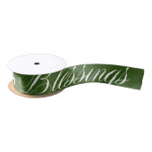 Blessings Festive Green White Satijnen Lint (Spoel)