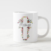 Blessings Floral Waterverf Religieuze Kruis Grote Koffiekop (Rechts)