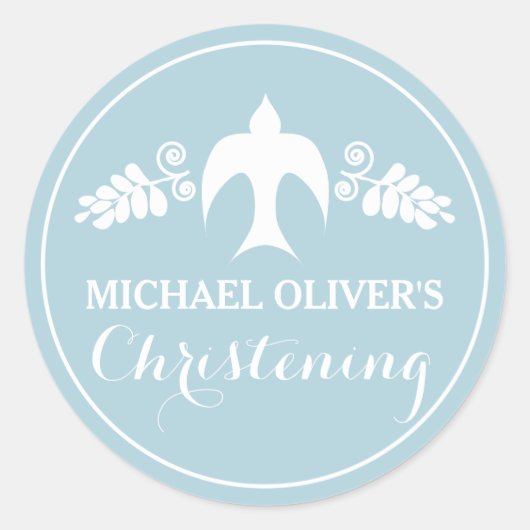 Blessings for Baby Boy Christening Uitnodiging Ronde Sticker (Voorkant)