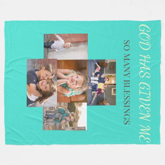 Blessings of Family Collage Tribute Fleece Deken (Voorkant (Horizontaal))
