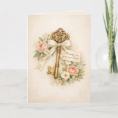 Blessings on Your New Home Catholic Floral Feestdagen Kaart (Voorkant)