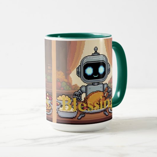 Blessings Robot Thanksgiving Dinner Mok (Voorkant rechts)
