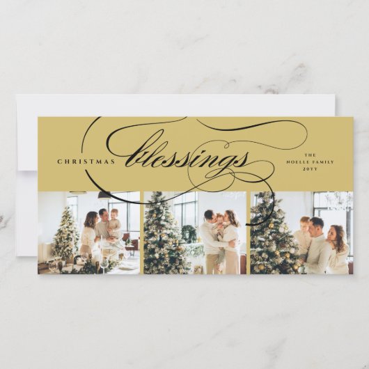 Blessings Script Religieuze kerstcadeaufoto Feestdagenkaart (Voorkant)