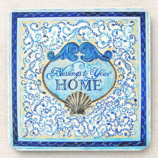 "Blessings to your home" - plastic onderzetter (Voorkant)