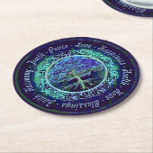 Blessings, vrede, vreugde, liefde, geluk, harmonie ronde kartonnen onderzetter (Gebogen)