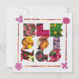 BLESSINGS White en Floral Letters Holiday Kaart