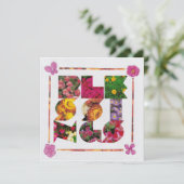 BLESSINGS White en Floral Letters Kaart (Staand voorkant)