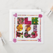 BLESSINGS White en Floral Letters Kaart (Voorkant / Achterkant in situ)