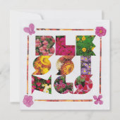 BLESSINGS White en Floral Letters Kaart (Voorkant)