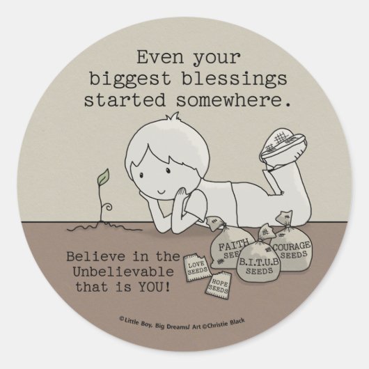 Blessings zijn ergens begonnen ronde sticker (Voorkant)