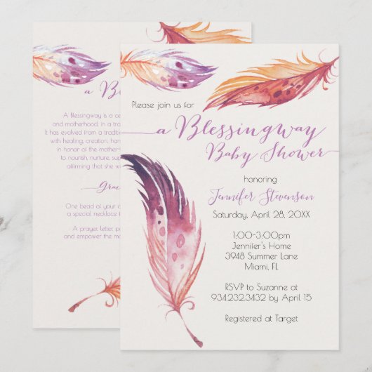Blessingway Baby shower Invitation Kaart (Voorkant / Achterkant)