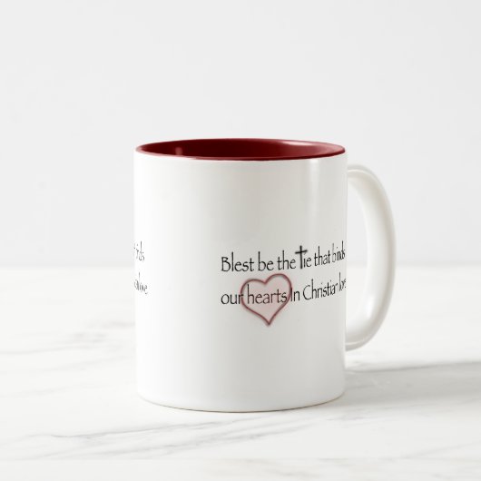 Blest Be het Stropdas dat Christelijke Hymne bindt Tweekleurige Koffiemok (Voorkant rechts)