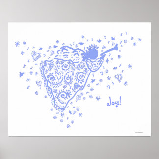 Bleu-blauw engel met trompet poster