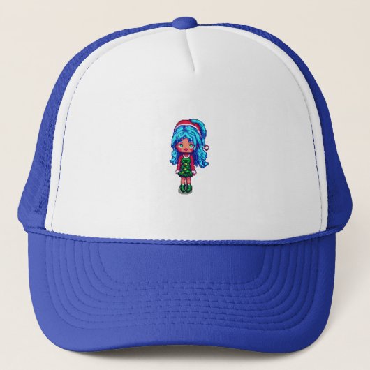 Bleu haar meisjes hoed  trucker pet (Voorkant)