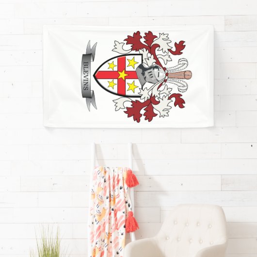 Blevins Family Crest Coat of Arms Spandoek (Insitu)