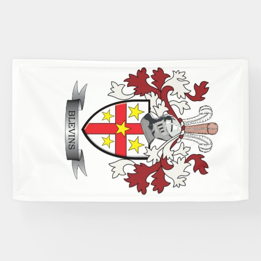 Blevins Family Crest Coat of Arms Spandoek (Horizontaal)