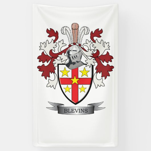 Blevins Family Crest Coat of Arms Spandoek (Verticaal)