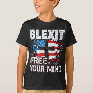 Blexit Free Your Mind Amerikaanse vlag en kruis T-shirt