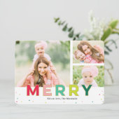 Blij 3 Foto's Moderne Kerstkaart (Staand voorkant)