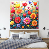 Blij Abstract Bloementuinontwerp Canvas Afdruk (Insitu (Slaapkamer))