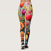 Blij Abstract Bloementuinontwerp Leggings (Achterkant)