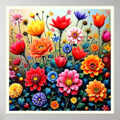 Blij Abstract Bloementuinontwerp Poster (Voorkant)