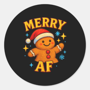 Blij Af Peperkoek Man Kerstman Hoed Koekje Ronde Sticker