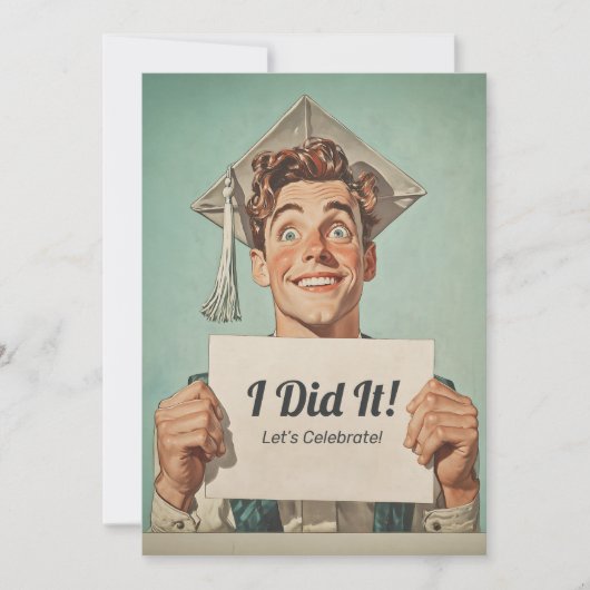 Blij afgestudeerde met uitnodiging (Voorkant)