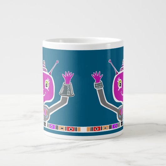 Blij Alien Robot Grote Koffiekop (Voorkant)