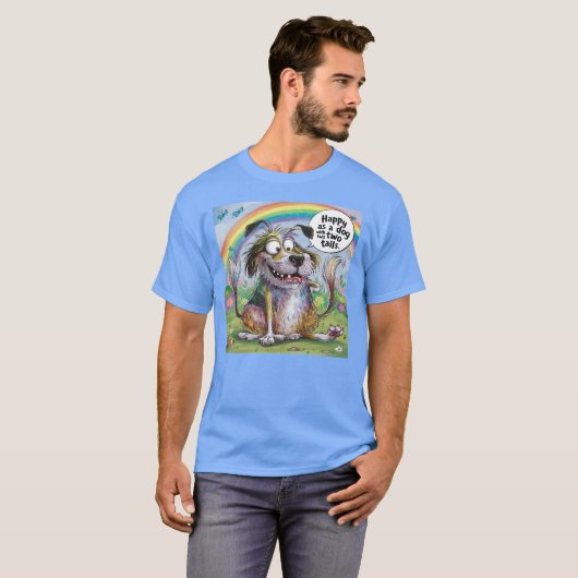 Blij als een hond met twee staarten t-shirt (Voorkant volledig)
