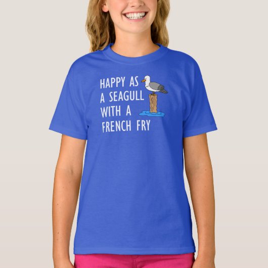 Blij als een meeuw met een frietje t-shirt (Voorkant)
