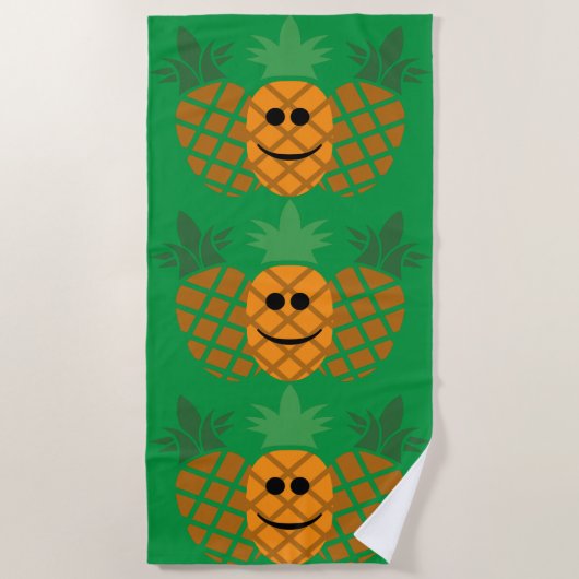 Blij Ananas Ontwerp - Strand Handdoek (Voorkant)