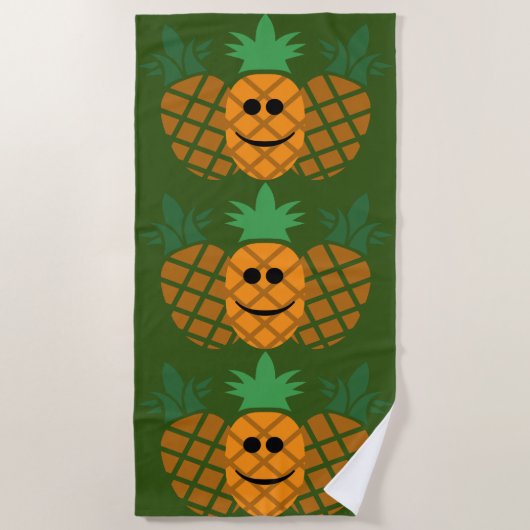Blij Ananas Ontwerp - Strandhanddoek Strandlaken (Voorkant)