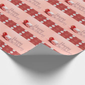 Blij baard Baseball op roze en rode achtergrond Cadeaupapier (Hoek)