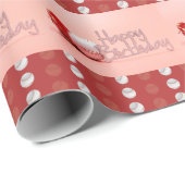 Blij baard Baseball op roze en rode achtergrond Cadeaupapier (Rol Hoek)