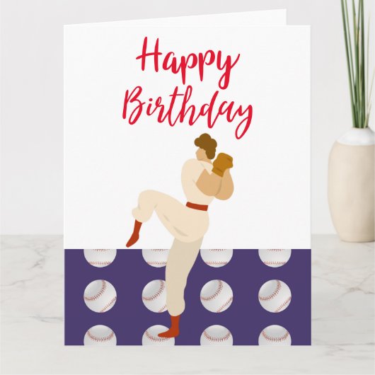 Blij baard honkbal met speler kaart (Voorkant)