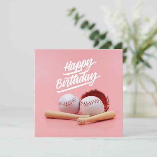 Blij baard op honkbal met bal roze (Staand voorkant)