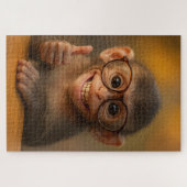 Blij baby aapje grappige glimlach puzzel (Horizontaal)